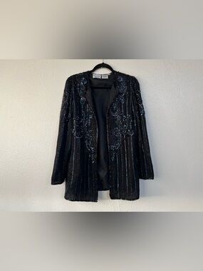 Vintage Iridescent Beaded 100% Silk Duster